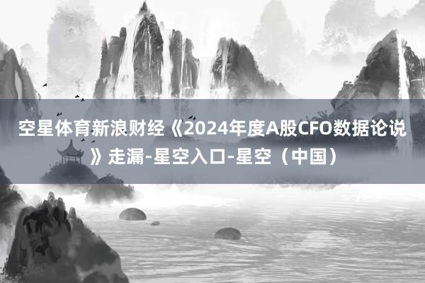 空星体育新浪财经《2024年度A股CFO数据论说》走漏-星空入口-星空（中国）