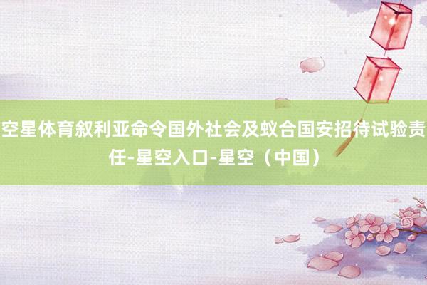 空星体育叙利亚命令国外社会及蚁合国安招待试验责任-星空入口-星空（中国）