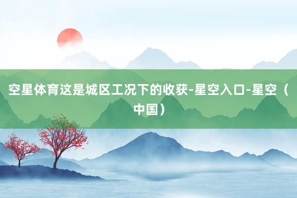 空星体育这是城区工况下的收获-星空入口-星空（中国）