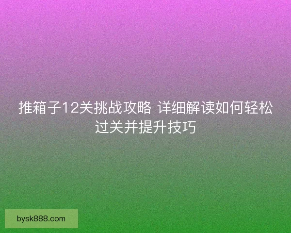 推箱子12关挑战攻略 详细解读如何轻松过关并提升技巧
