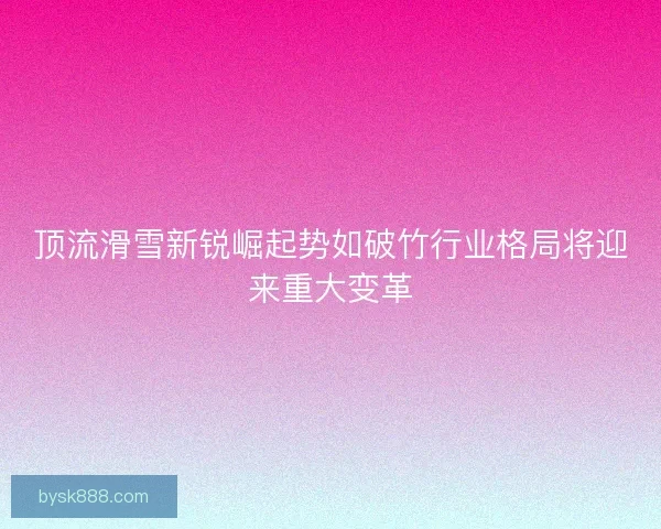 顶流滑雪新锐崛起势如破竹行业格局将迎来重大变革